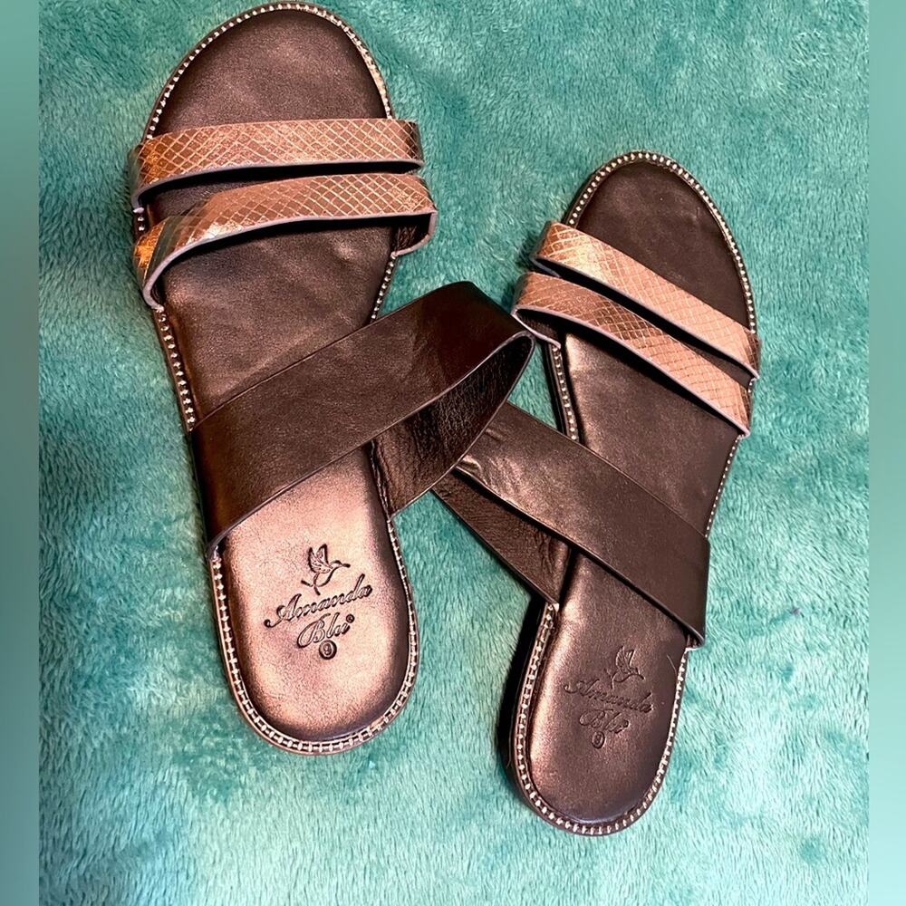 NWOT Amanda Blu sandals slide slip in flats black size 9 40 NWT